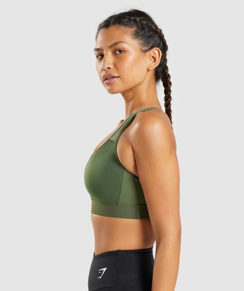 Women's Gymshark Lightweight High Support Sports Bra Olive | NZ 0FCQRM